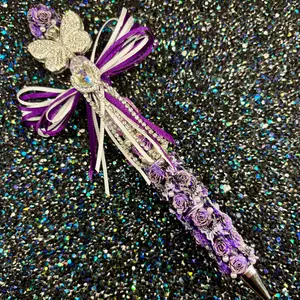 Purple Bead-able bling pen pal “My Heart Flutters”