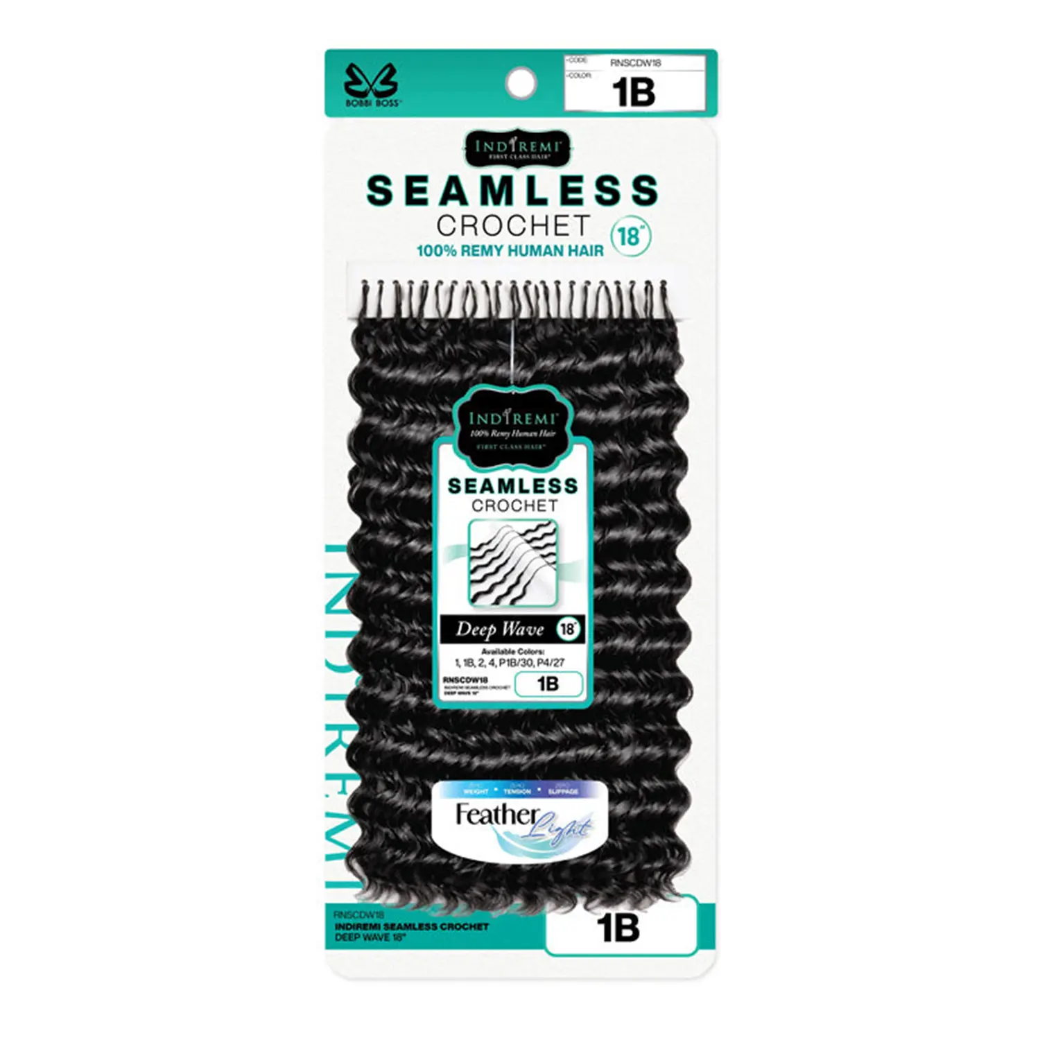 Indi Remi Crochet Braids, 18 Inch Deep Wavy Hair Extensions in 100% Remy Human Hair, Featherlight with a Seamless Finish, Hair Weave Extensions