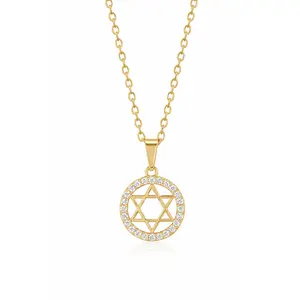 Disk Pave Star of David Necklace