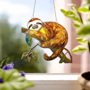 Sleeping Sloth Acrylic Nature Scenery Window Hanging, Sloth lovers gift, Sloth Acrylic Window Hangings, Mother's day gift, not suncatcher