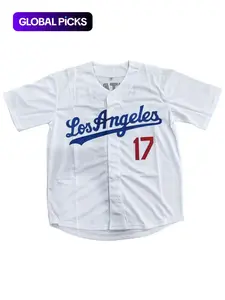 Men's Letter & Figure Embroidered Baseball Jersey, Casual Loose Short Sleeve V Neck Baseball Top for Fall & Winter, Men's Sportswear for Training & Competition