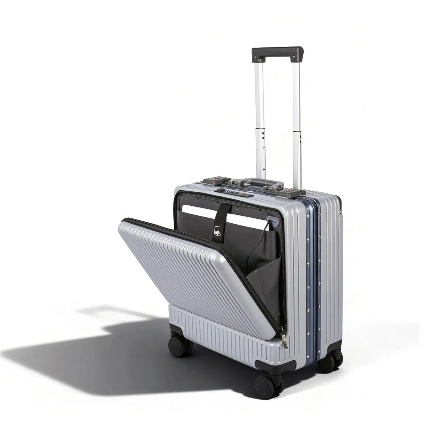 Front-Opening Carry-On Luggage, 20-Inch, Fits 15.6-Inch Laptop, USB Charging Port, Wet/Dry Separation Compartment, TSA-Approved Lock, Silent 360° Spinner Wheels & Lightweight Design, Scratch-Resistant & Durable Polycarbonate Material., Buckle, 18.1"H X 16