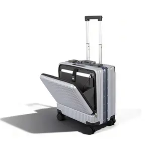Front-Opening Carry-On Luggage, 20-Inch, Fits 15.6-Inch Laptop, USB Charging Port, Wet/Dry Separation Compartment, TSA-Approved Lock, Silent 360° Spinner Wheels & Lightweight Design, Scratch-Resistant & Durable Polycarbonate Material., Buckle, 18.1"H X 16