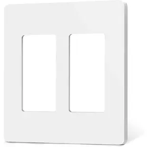 Screwless Decorator Wall Plates, Standard Size 2-Gang Light  Plate, Outlet Covers White, 1 Pack 2-Gang Wall Plates Light  Cover