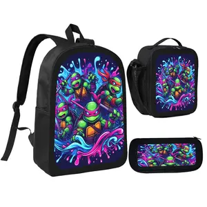 Teenage Mutant Ninja Turtles Backpack With Lunch Box Pencil Case 3 In 1 For Boy Girl Teen Schoolbag Lightweight Large Capacity 600D Oxford Cloth Adjustable Straps Comfortable Mesh Back Cushioning backpack goals-D