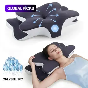 Double-Sided Contoured Neck Pillow, Unscented Supportive Memory Foam with Cooling Cover, Zoned Design & Extra-Large Armrest for Deep Sleepers & Side/Stomach/Back Sleepers
