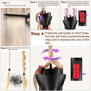 USB Electric Automatic Hair Braider, Quick Twist Braiding Machine for Kids & Adults, Lazy Hairstyling Tool for DIY Twisted Braids