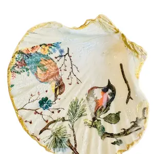 Hand Decorated Clam Shell Jewelry Holder - Home Organizer for Women