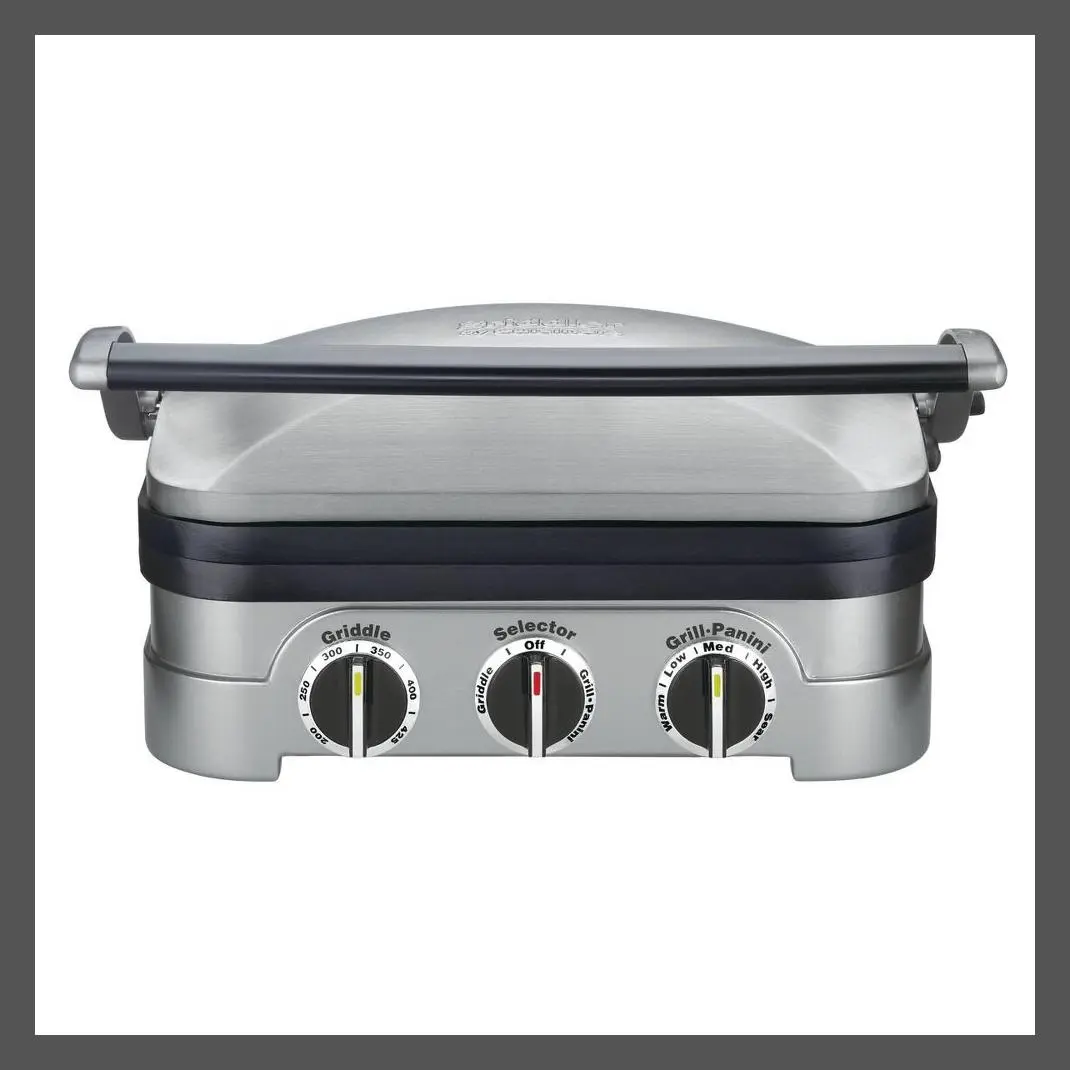 Cuisinart Stainless Steel Electric Griddler - Tabletop Indoor Grill Griddler, Sausage Grill Cooker with Smooth Griddle for Griddle Cooking