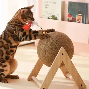 Durable Cat Scratching Ball with Stand, Flax Rope Cat Scratcher, Cat Scratching Toy, Pet Supplies, Interactive Cat Toy, Cat Furniture