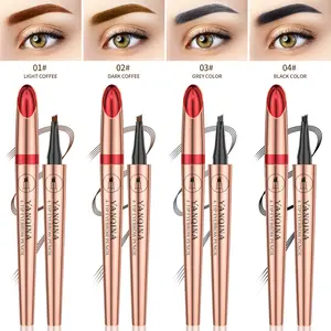 YANQINA 4-Tip Microblading Eyebrow Pen - Waterproof, Long-Lasting, Hair-Like Natural Brow Strokes, Beginner Friendly Makeup