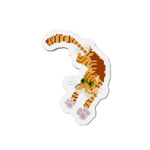 Jumping Orange Cat Pixel Art Magnet