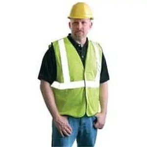 OccuNomix ANSI 107-2015 High Visibility Work Vest, Size 5XL, Yellow Mesh Polyester, Zipper Closure, 60-62 in Chest, All Seasons, Yes