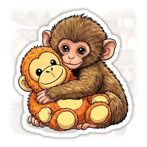Team Punch Sticker Viral Cute Baby Monkey Punch Trending Abandonment Monkey Waterproof Vinyl Sticker for Water Bottle Laptop ORG