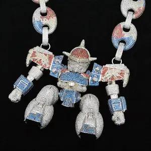 “Customizable Mecha Gundam Dragon Warrior Cartoon Necklace Pendant – Hip Hop Style, Personalised Jewelry Gift for Her or Him, Anime Lover, Unique Design”