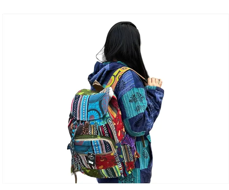Large Double Pocket Hemp Backpack | Handmade in Nepal