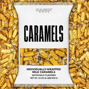 Candy Envy - Individually Wrapped Caramels - Gold Wrapper - 2 Pound Bulk Gold Candy