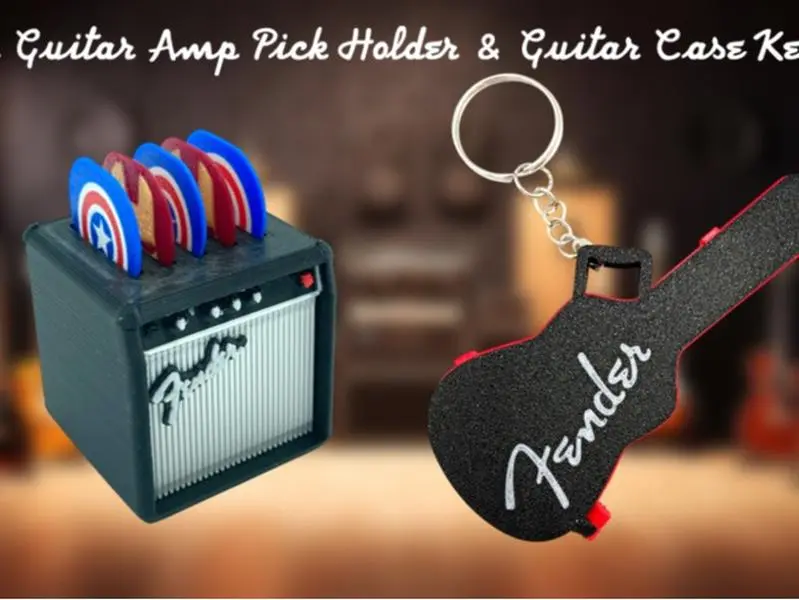 Fender Guitar Amp Pick Holder Storage Rack & Guitar Case Pick Holder Keychain