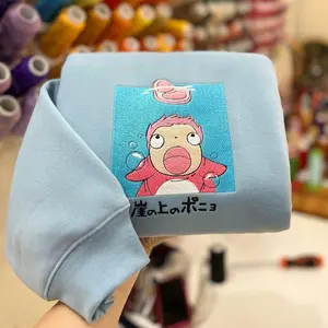 Pony0 Ghibli Anime Embroidery Sweatshirt, Anime Ghibli Shirt , Anime Ghibli Friend Hoodie, Ponyo Anime Gift Men and Women T-shirt