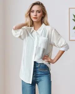 Women's Lapel Collar Long Sleeve Shirt - Formal Oversized Blouse for Sun Protection & Casual Wear   LE-SY052