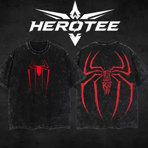 [ Hero Tee ] Spidey Tattoo Tee, Vintage Washed Heavyweight Gym Shirt, Oversized Dark Aesthetic Streetwear, Grunge Distressed , Edgy Workout Pump Fit, Cyberpunk Gymwear, Y2K Retro Heavy Limited, Urban Menswear To, Oversize 5Xl
