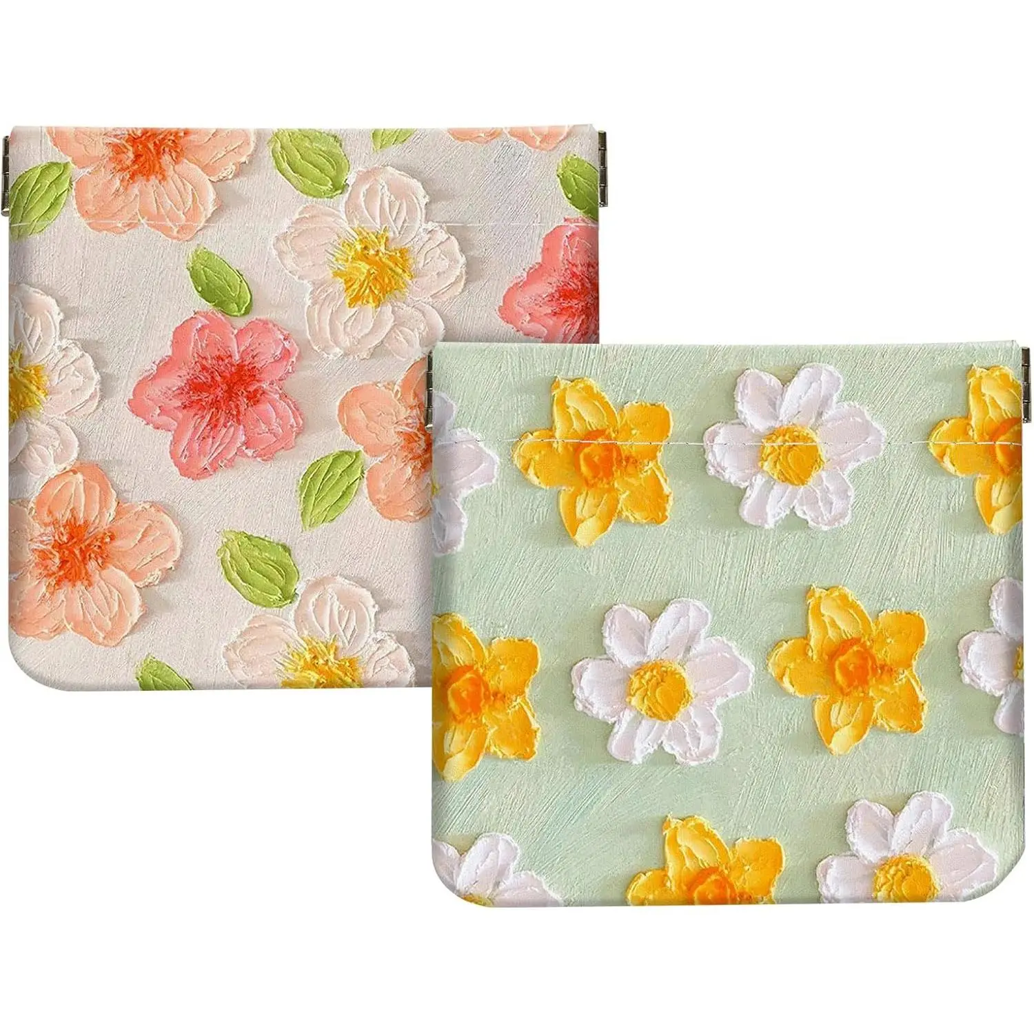 2Pcs PU Leather Small Squeeze Coin Purse Pouch Mini coin Bag Unique And Cute Wallet Cosmetic Bags Change Bag For Women Girls Men (Pink and Yellow Flowers L 2Pcs PU Leather Small Squeeze Coin Purse Pouch Mini coin Bag Unique And Cute Wallet Cosmetic Bags Change Bag For Women Girls Men (Pink and Yellow Flowers L