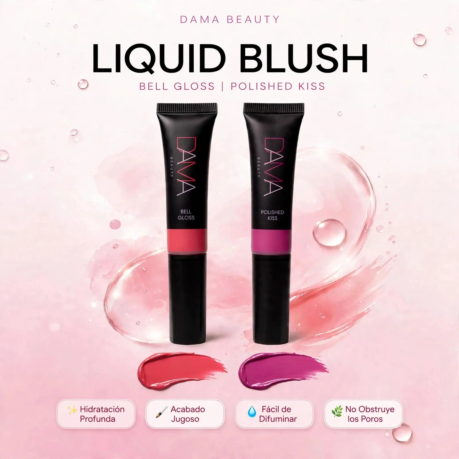LIQUID BLUSH Dama Beauty - Hydrating High Pigmented Creamy Formula Matte Pink