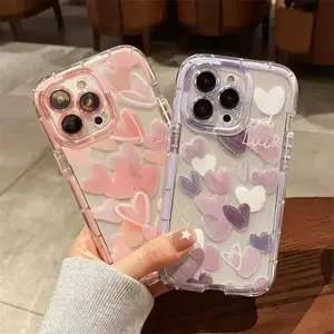 Cute Heart Pattern Phone Case, Anti-drop Cellphone Protective Case, Total Protective Shockproof Mobile Phone Cover for iPhone 11 12 13 14 15 Pro Max, Casing, Phone Accessory Compatible