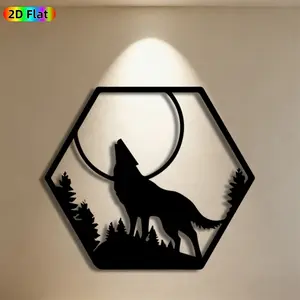 1pc Wolf Howling Metal Wall Art,Wolf Statue Mural, Ideal Gift for New Year, Easter, Wolf Decor Enthusiasts, Weather-Resistant Metal Wall Decor Wall Sculptures, Perfect for Garden Wall & Patio Fence, Outdoor Decor Enthusiasts