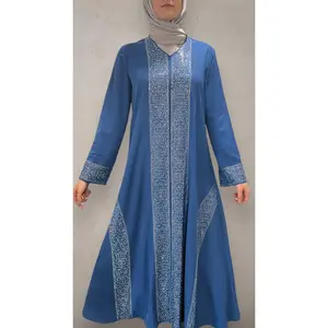 Rhinestone Abaya - Blue