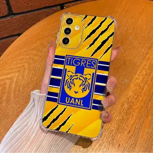 Mexican Football Tigres UANL Yellow blue color blocking Aesthetic TPU Casing For SAMSUNG GALAXY A 123456 Moto G 302010 52 82 54 64 84 45G L1733 Four Corners Transparent Soft Silicone TPU Gift Shockproof Full Protection Anti-Drop Phone Cases Shell Cover