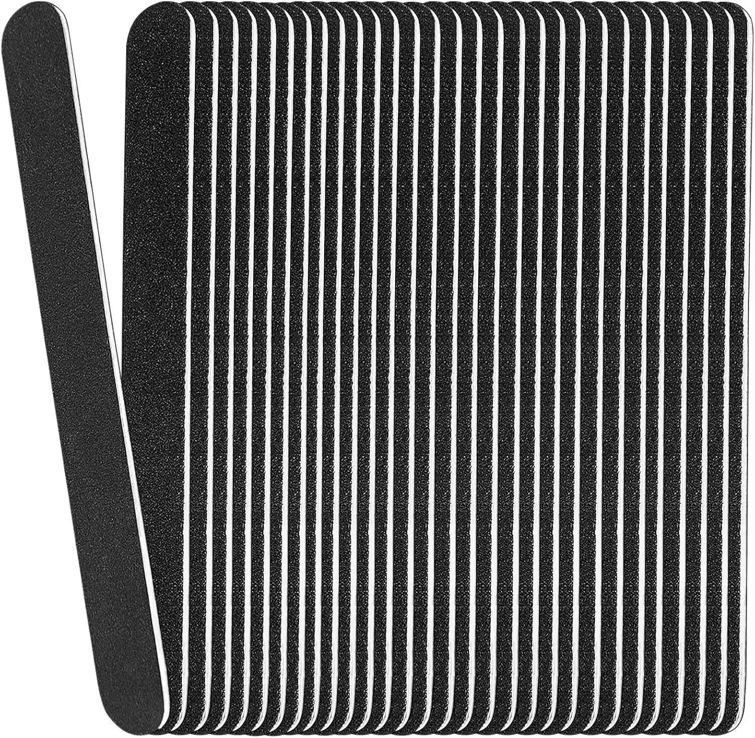 Board Nail Files (24 Pack), 100/180 Grit Wooden Nail File for Natural Nails, 7 Inches Emory Filers Manicure Tool Set Disposable Nail File for Home Salon Black