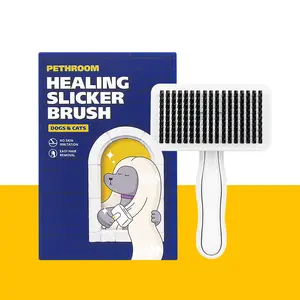 PETHROOM Pet Healing Slicker Brush with One-Touch Clean Button PETHROOM Pet Healing Slicker Brush with One-Touch Clean Button