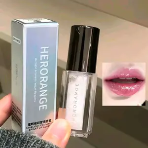 Herorange Starlight Radient Lip Gloss Pearlescent Sparkling Lip Glaze Non-Sticky Makeup for Radiant Lips Glossy Finish