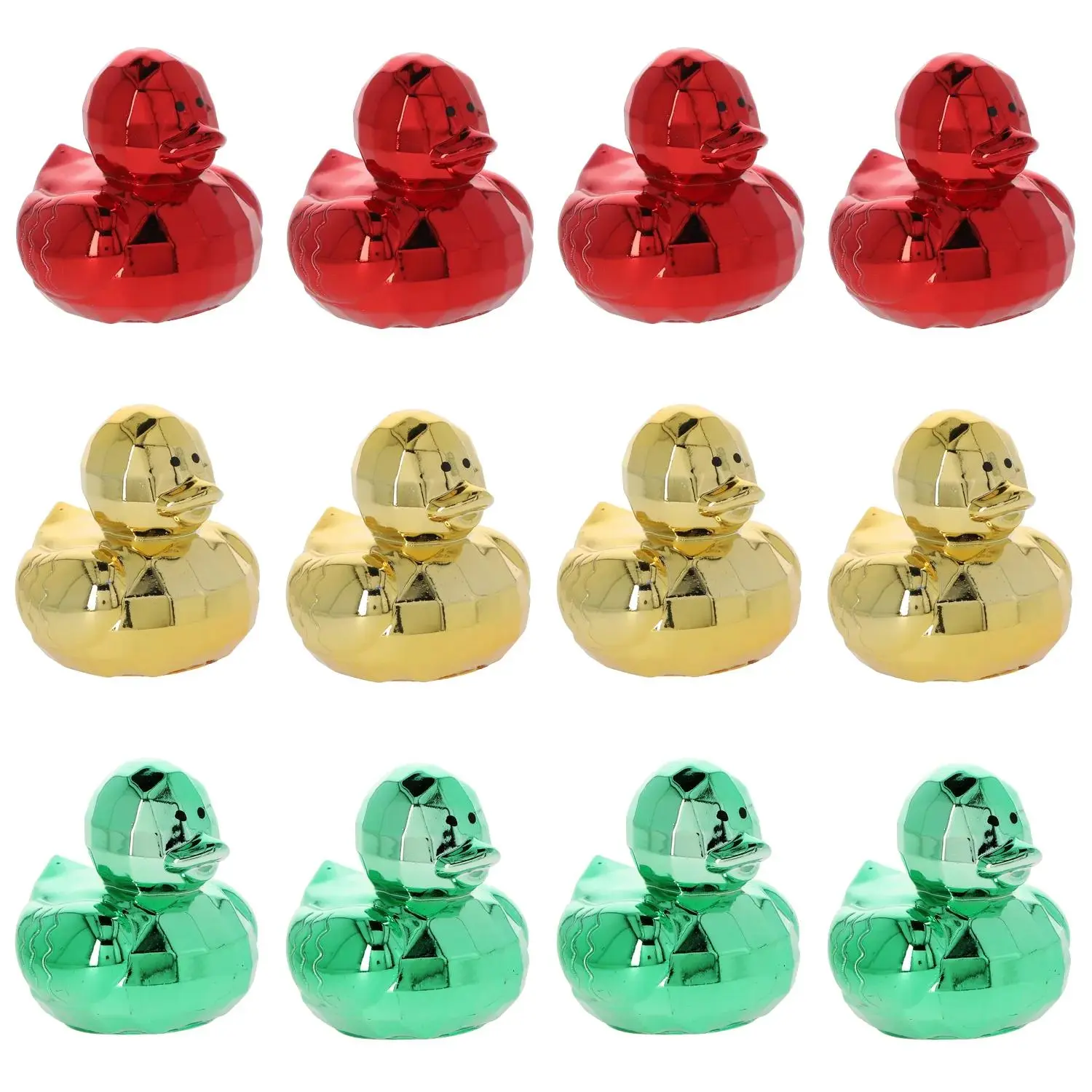Christmas Festive Disco Ball Rubber Ducks - 2", 12 Pcs, Gift, Metallic