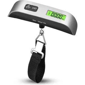 LXUUMMSTravel Luggage Weight Scale with Hook, Portable Hand Digital Scale for Suitcase Bag Baggage with Backlit LCD Display, Temperature Sensor, Pesas para Maletas de Viaje( Black)