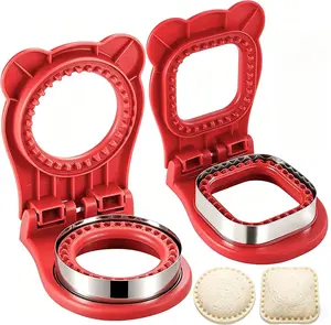 Sandwich Cutter and Sealer,Uncrustable Sandwich Maker,Sandwich Uncrustable Cutter for Kids Breakfast and Lunches, Making Lunchtime Easier,Red