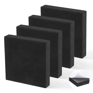 4 count  Padding Sheets with Adhesive Backing, Insulation-, Closed Cell  Sheet Square Pad, High Density -Pad for Furniture (Black, 4 x 4 x 0.75 Inch)