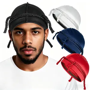 3-Pack Imitation Silk Men's Headband Cap Stylish Small Braid Elastic Round Cap for Cycling Sports Hat Comfortable Durable Soft Feel Secure Fit