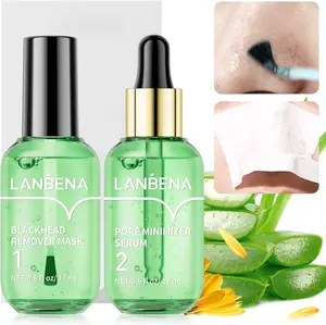 LANBENA Green Tea Blackhead Remover 100 sheet Nose Pore Strips & Pore Minimizer Serum Peel Off Mask for Pores, Nose, Chins & Face