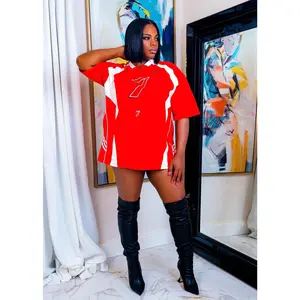 Victory Lap Oversized Jersey Dress Sporty Streetwear Style