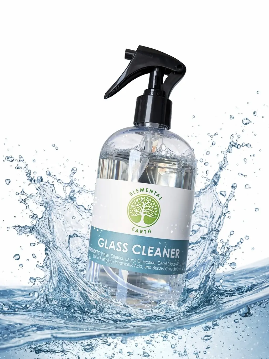 Elemental Earth Glass Cleaner, 8oz Natural Alcohol-Free Household Cleaning Spray - Safe for Sensitive Skin, Electronic Screens (Windows, Phones, TVs), Stainless Surfaces, Towel-Compatible