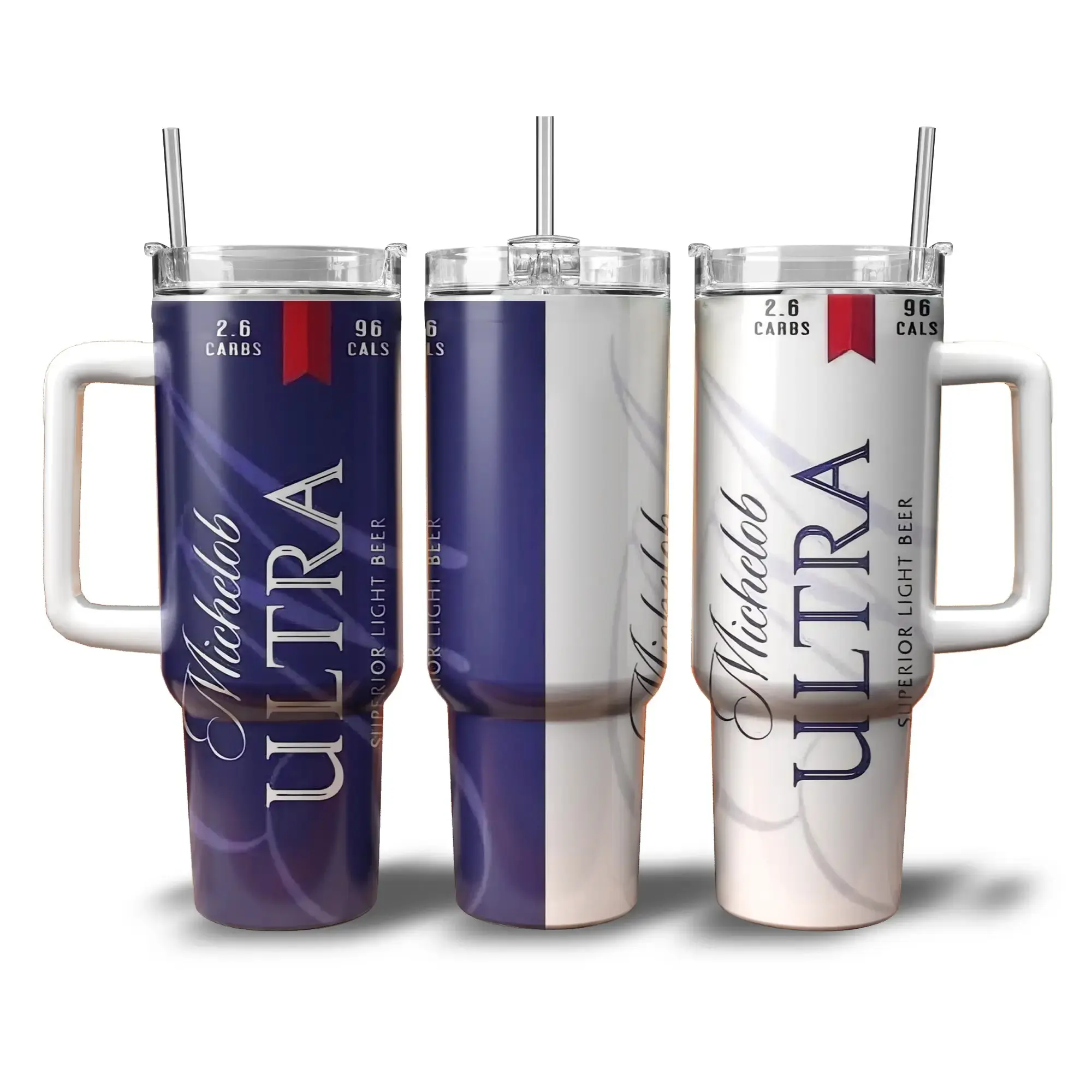 [Made in US] Michelob ULTRA Tumbler 20oz 40oz with Handle - Beer Can Design Stainless Steel Cup, Low Carb Beer Lover Gift, Gift For Dad, Fathers Day