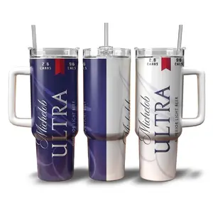 [Made in US] Michelob ULTRA Tumbler 20oz 40oz with Handle - Beer Can Design Stainless Steel Cup, Low Carb Beer Lover Gift, Gift For Dad, Fathers Day