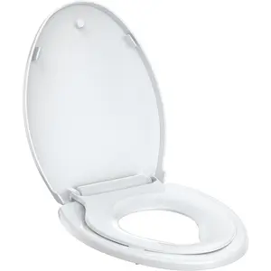 Garvee Elongated 2-in-1 Toilet Seat with Toddler Seat, Soft Close PP Cover, Easy Clean Potty Training Solution, Universal Fit for Bathroom Upgrade