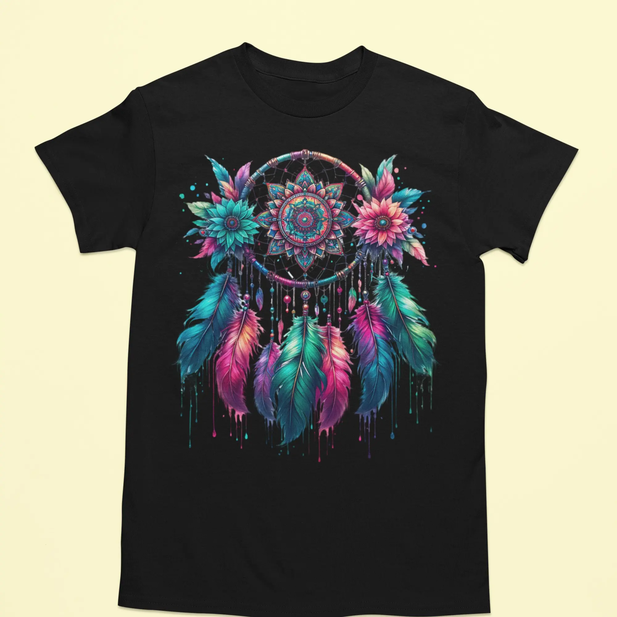 Feather Dreamcatcher Tshirt - Unique Dreamcatcher-Inspired Design for Casual Wear - Symbolic & Artistic Appeal - Versatile Top for Various Occasions