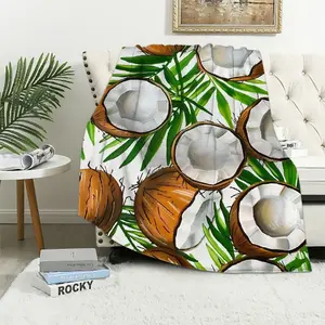Coconut Throw Blanket Tropical Fruit Pattern Throw Blanket for Bed Sofa Couch Boys Girls Room Fresh Coconuts Decor Plush Blanket Summer Fuzzy Throw Blanket Throw WhiteFather's Day Thanksgiving Halloween Valentine's Day Holiday Gifts