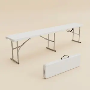 Garvee 6-Foot Portable Folding Bench with Fold-in-Half Design, Lightweight HDPE Seat, Carrying Handle, Stain-Resistant, Ideal for Camping, Parties, Picnics, and Sports Activities