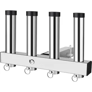 Stainless Steel Hitch Fishing Rod Holder,  Hitch Mount Rod Holder, 4 Link Tube for 2" Hitch Receivers with Quick Release Pin, Adjustment Fishing Rod Rack, Fishing Pole Holder