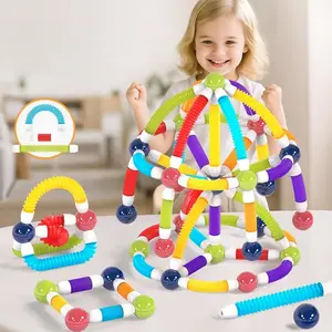 Stretchable Magnetic Rods Kids Toy Puzzle Blocks, Magnetic Building Blocks, Magnetic Construction Set, Creative Magnetic Blocks, Educational Stem Gift for Boys & Girls, Christmas Present Idea